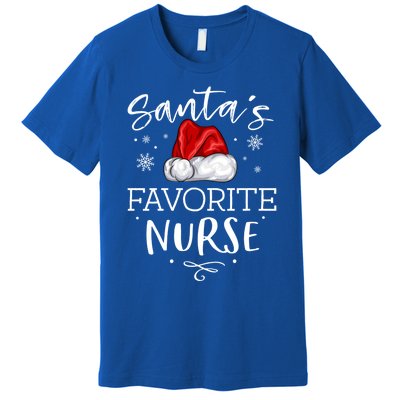 SantaS Favorite Nurse Christmas Hat Funny Nursing Gift Premium T-Shirt