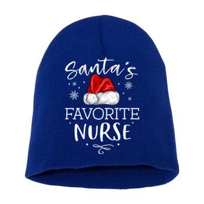 SantaS Favorite Nurse Christmas Hat Funny Nursing Gift Short Acrylic Beanie