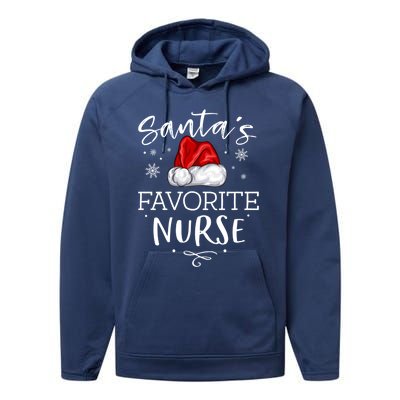 SantaS Favorite Nurse Christmas Hat Funny Nursing Gift Performance Fleece Hoodie