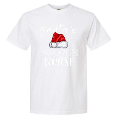 SantaS Favorite Nurse Christmas Hat Funny Nursing Gift Garment-Dyed Heavyweight T-Shirt