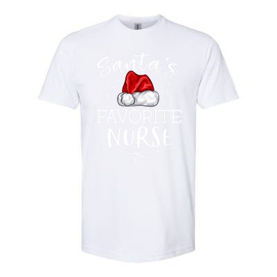 SantaS Favorite Nurse Christmas Hat Funny Nursing Gift Softstyle CVC T-Shirt