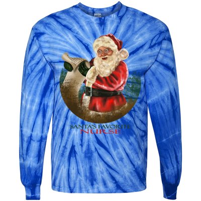 Santa Favorite Nurse Meaningful Gift Tie-Dye Long Sleeve Shirt