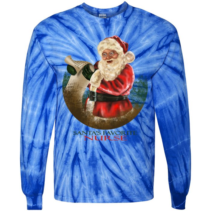 Santa Favorite Nurse Meaningful Gift Tie-Dye Long Sleeve Shirt