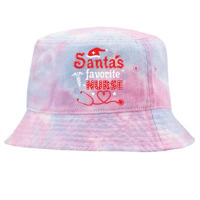 SantaS Favorite Nurse Christmas Short Sleeve Tie-Dyed Bucket Hat