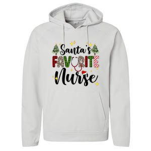 SantaS Favorite Nurse Xmas Light Santa Hat Christmas Great Gift Performance Fleece Hoodie