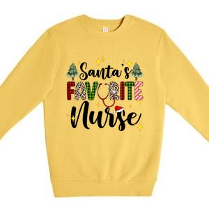 SantaS Favorite Nurse Xmas Light Santa Hat Christmas Great Gift Premium Crewneck Sweatshirt