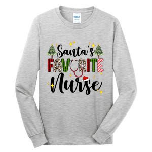 SantaS Favorite Nurse Xmas Light Santa Hat Christmas Great Gift Tall Long Sleeve T-Shirt