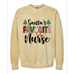 SantaS Favorite Nurse Xmas Light Santa Hat Christmas Great Gift Colorblast Crewneck Sweatshirt