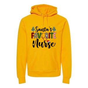 SantaS Favorite Nurse Xmas Light Santa Hat Christmas Great Gift Premium Hoodie