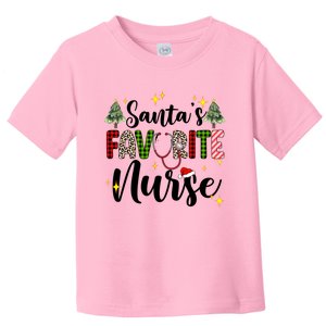 SantaS Favorite Nurse Xmas Light Santa Hat Christmas Great Gift Toddler T-Shirt