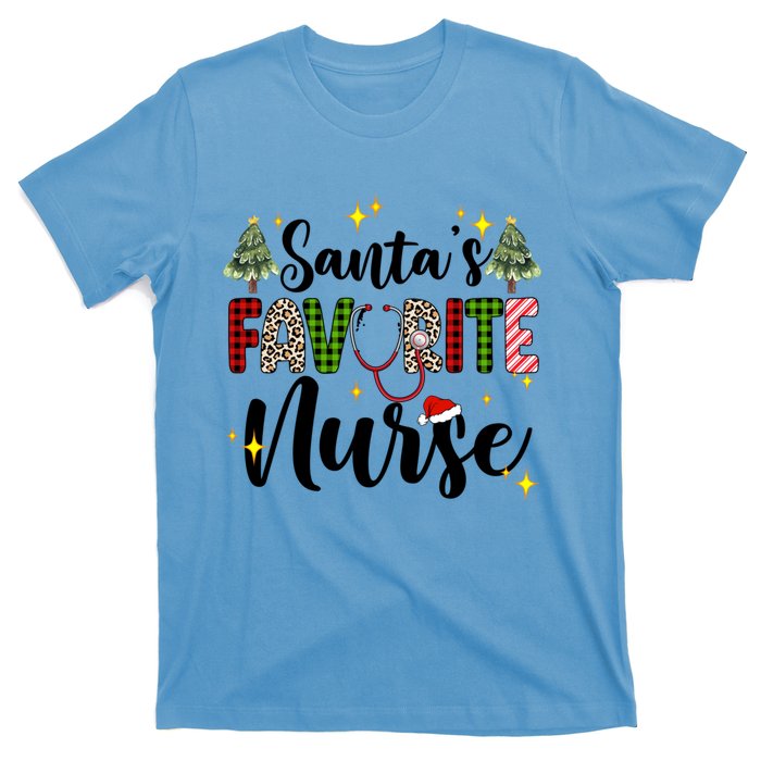 SantaS Favorite Nurse Xmas Light Santa Hat Christmas Great Gift T-Shirt