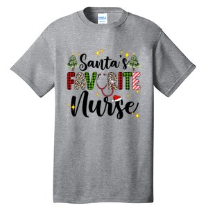 SantaS Favorite Nurse Xmas Light Santa Hat Christmas Great Gift Tall T-Shirt