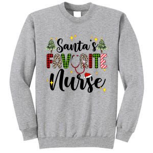 SantaS Favorite Nurse Xmas Light Santa Hat Christmas Great Gift Tall Sweatshirt