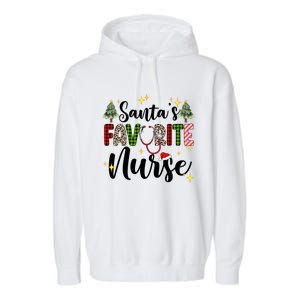 SantaS Favorite Nurse Xmas Light Santa Hat Christmas Great Gift Garment-Dyed Fleece Hoodie