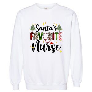 SantaS Favorite Nurse Xmas Light Santa Hat Christmas Great Gift Garment-Dyed Sweatshirt