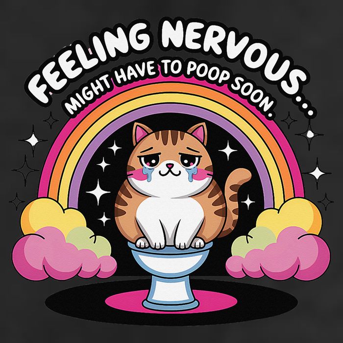 Saying Feeling Nervous Might Have To Poop Soon Cat Funny 7 Panel Mesh Trucker Snapback Hat