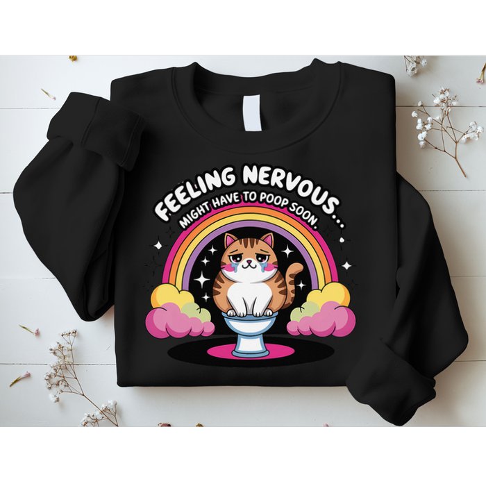 Saying Feeling Nervous Might Have To Poop Soon Cat Funny Sweatshirt