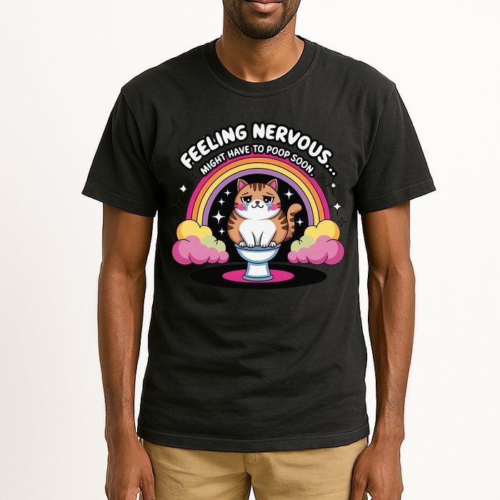 Saying Feeling Nervous Might Have To Poop Soon Cat Funny Tall T-Shirt