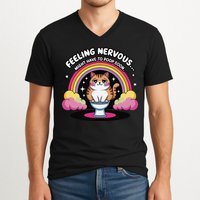 Saying Feeling Nervous Might Have To Poop Soon Cat Funny V-Neck T-Shirt