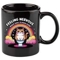 Saying Feeling Nervous Might Have To Poop Soon Cat Funny 11oz C Handle Ceramic Mug