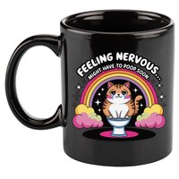 Saying Feeling Nervous Might Have To Poop Soon Cat Funny 11oz C Handle Ceramic Mug