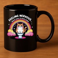 Saying Feeling Nervous Might Have To Poop Soon Cat Funny 11oz C Handle Ceramic Mug