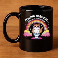 Saying Feeling Nervous Might Have To Poop Soon Cat Funny 11oz C Handle Ceramic Mug
