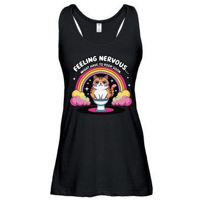 Saying Feeling Nervous Might Have To Poop Soon Cat Funny Ladies Essential Flowy Tank