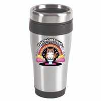 Saying Feeling Nervous Might Have To Poop Soon Cat Funny 16oz Travel Tumbler