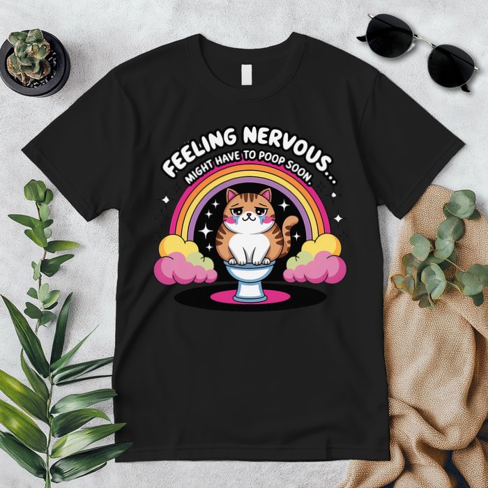 Saying Feeling Nervous Might Have To Poop Soon Cat Funny Premium T-Shirt