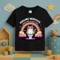 Saying Feeling Nervous Might Have To Poop Soon Cat Funny Toddler T-Shirt