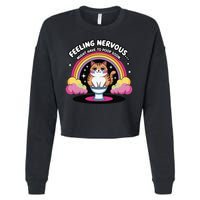 Saying Feeling Nervous Might Have To Poop Soon Cat Funny Cropped Pullover Crew