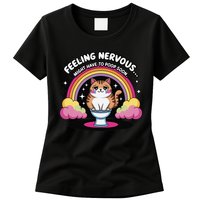Saying Feeling Nervous Might Have To Poop Soon Cat Funny Womens T-Shirt