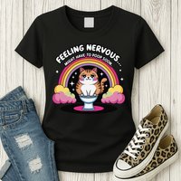 Saying Feeling Nervous Might Have To Poop Soon Cat Funny Womens T-Shirt