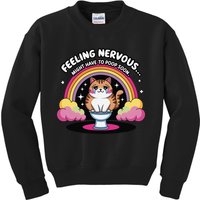 Saying Feeling Nervous Might Have To Poop Soon Cat Funny Kids Sweatshirt