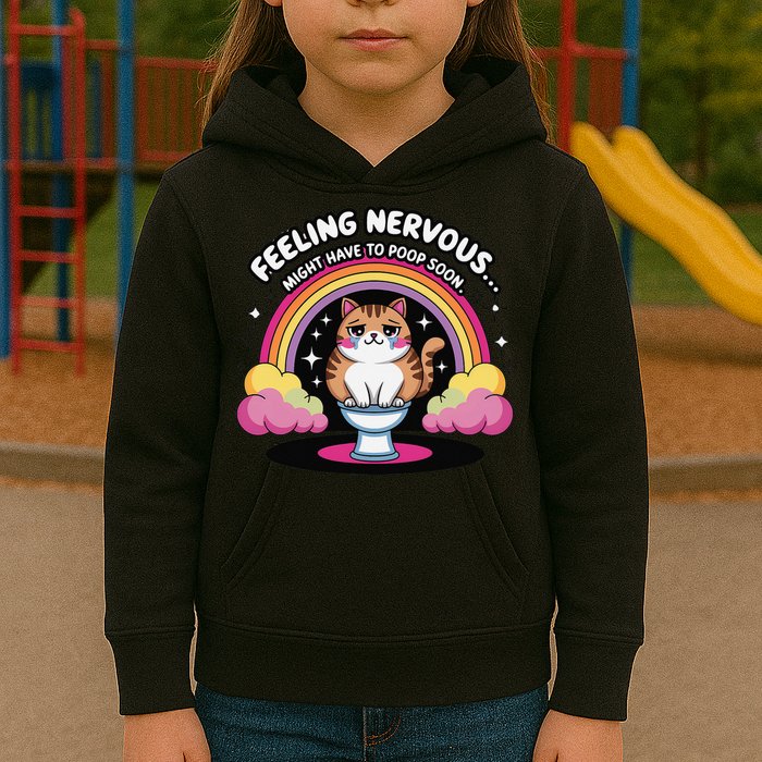 Saying Feeling Nervous Might Have To Poop Soon Cat Funny Kids Hoodie