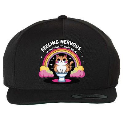 Saying Feeling Nervous Might Have To Poop Soon Cat Funny Wool Snapback Cap