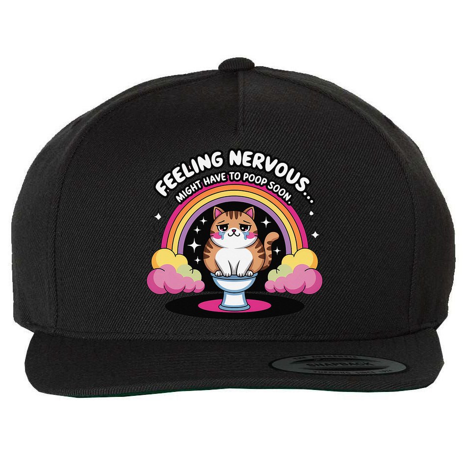 Saying Feeling Nervous Might Have To Poop Soon Cat Funny Wool Snapback Cap