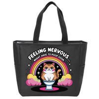 Saying Feeling Nervous Might Have To Poop Soon Cat Funny Zip Tote Bag