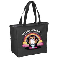Saying Feeling Nervous Might Have To Poop Soon Cat Funny Zip Tote Bag