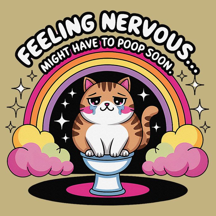 Saying Feeling Nervous Might Have To Poop Soon Cat Funny Cooling Performance Crew T-Shirt