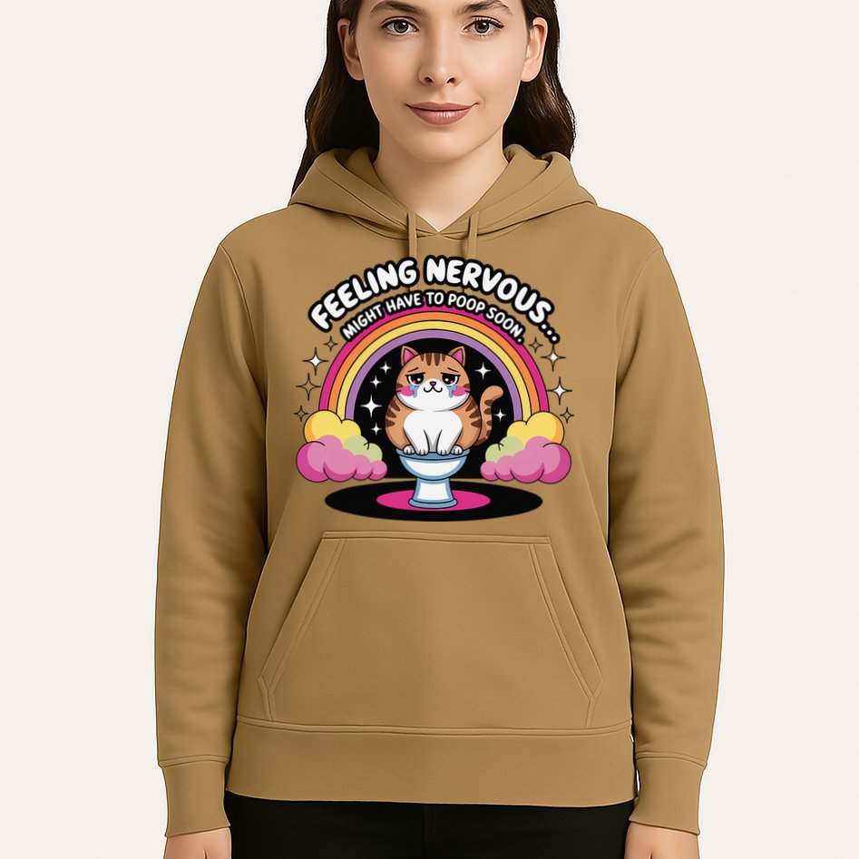 Saying Feeling Nervous Might Have To Poop Soon Cat Funny Hoodie