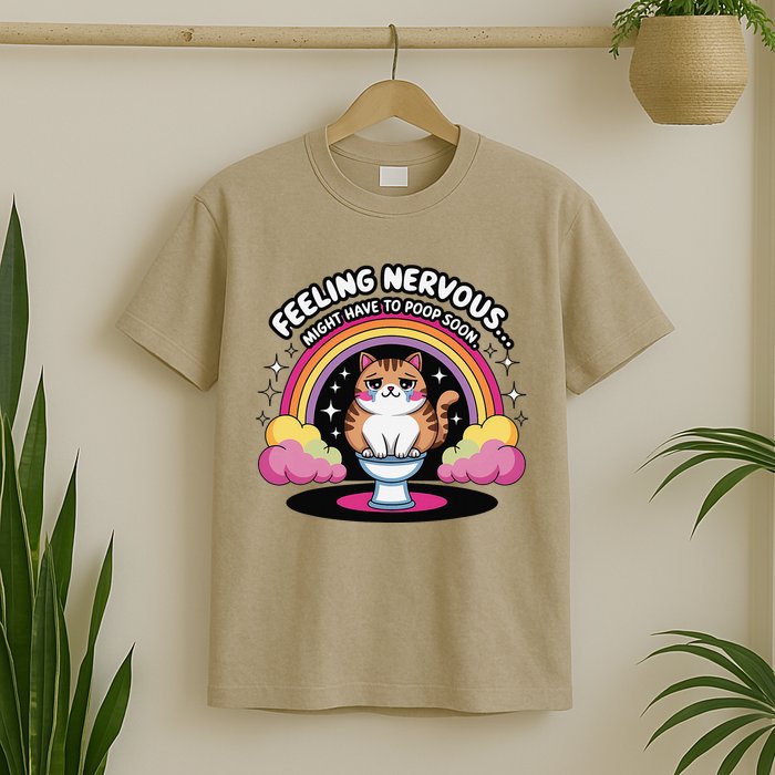 Saying Feeling Nervous Might Have To Poop Soon Cat Funny T-Shirt