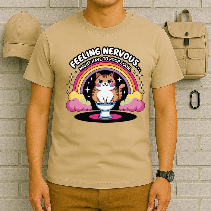 Saying Feeling Nervous Might Have To Poop Soon Cat Funny T-Shirt
