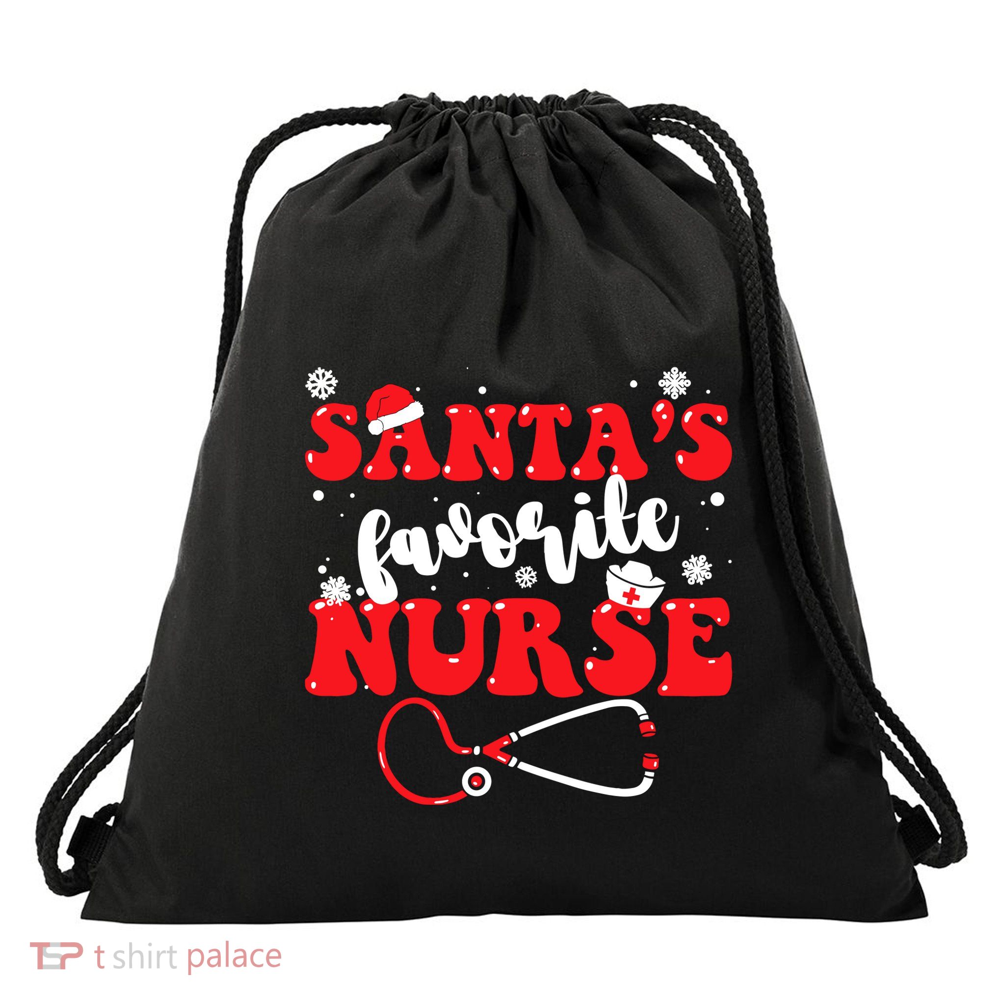 SantaS Favorite Nurse Christmas Drawstring Bag