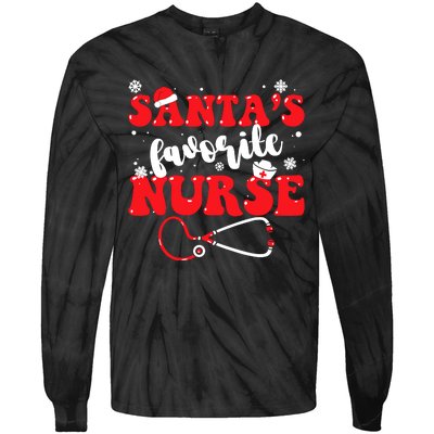 SantaS Favorite Nurse Christmas Tie-Dye Long Sleeve Shirt