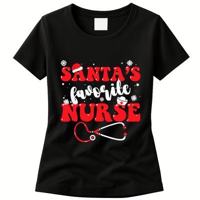 SantaS Favorite Nurse Christmas Womens T-Shirt