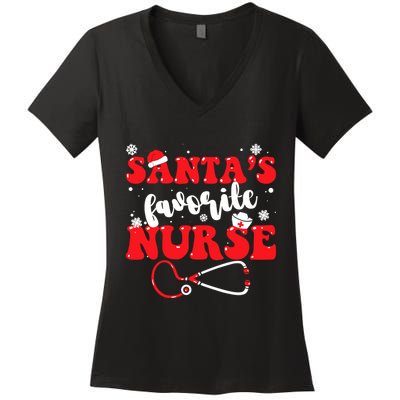 SantaS Favorite Nurse Christmas Women's V-Neck T-Shirt