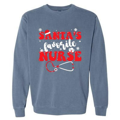 SantaS Favorite Nurse Christmas Garment-Dyed Sweatshirt