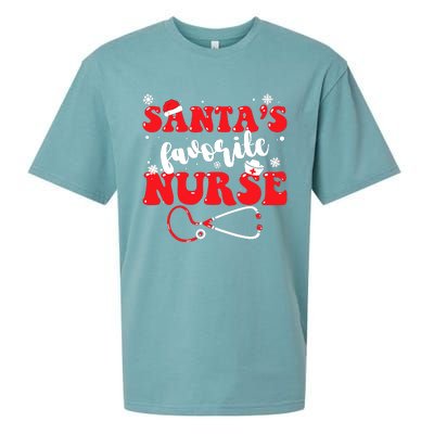 SantaS Favorite Nurse Christmas Sueded Cloud Jersey T-Shirt